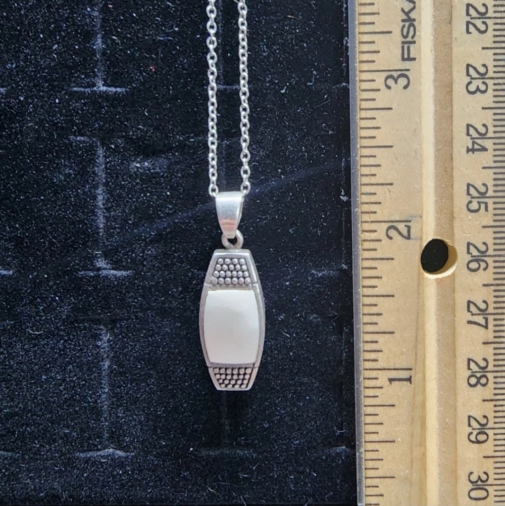 Vintage Sterling Silver/White Jade Pendant & Necklace Tested+